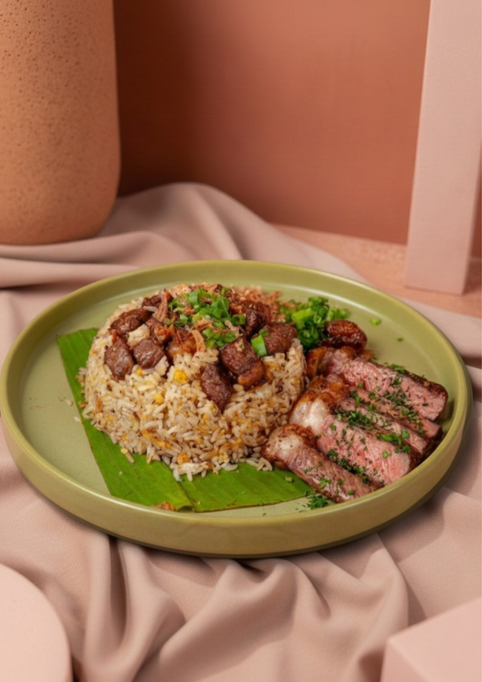 Nasi Goreng Wagyu the signature meal at Ruema Cafe Cheras, served with rice and wagyu on the side, RM48.